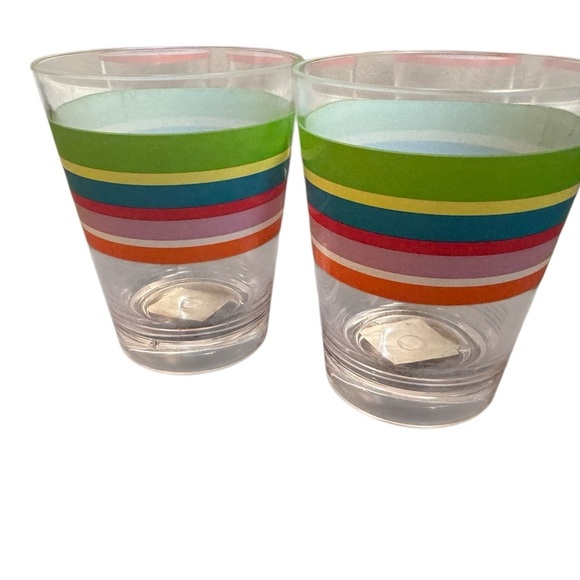 ♥️ACRYLIC Poolside 6 Tumblers Glasses Picnic Unbreakable Striped Color Summer - Picture 4 of 10